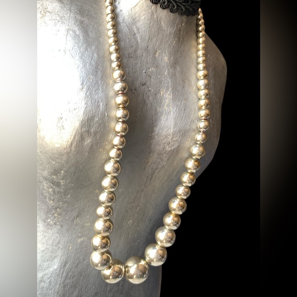 Vintage Estate Vermeil Gold Over Silver Acrylic Beaded Box Clasp Necklace - Picture 4 of 9